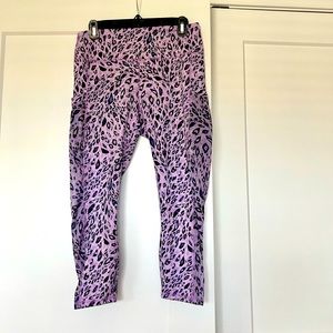 Fabletics Powerhold Lilac Cheetah Crop Leggings